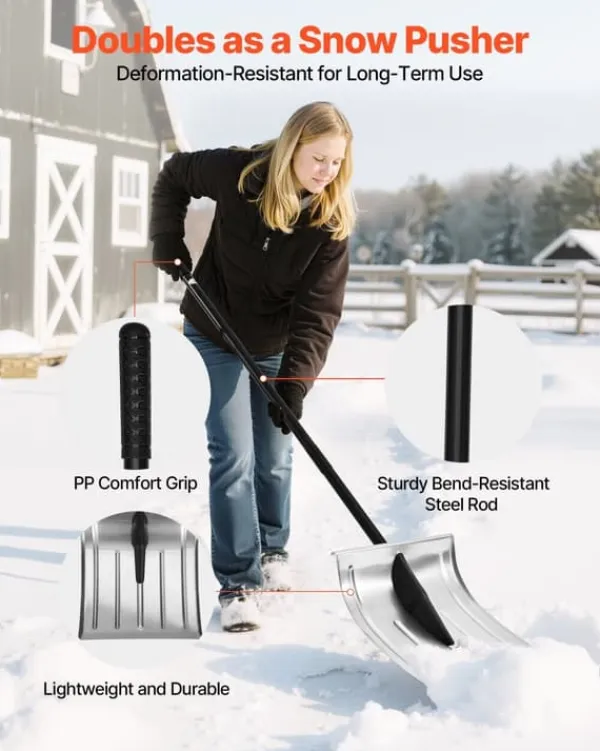 Discount Sneskovl - Til Indkørsel - Bredde 40 cm - Aluminiumslegering - Skridsikkert Greb - Stor Kapacitet - Aftageligt Design - Letvægt Snerydning