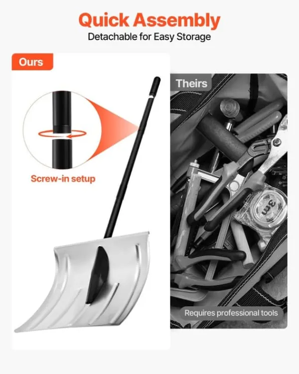 Discount Sneskovl - Til Indkørsel - Bredde 40 cm - Aluminiumslegering - Skridsikkert Greb - Stor Kapacitet - Aftageligt Design - Letvægt Snerydning