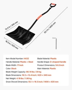 Best Sneskovl - Til indkørsel - Bladbredde 42 cm - Aluminiumsblad - D-formede håndtag - Letvægt - Stor kapacitet Snerydning