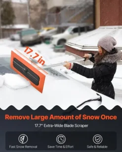 Snerydning^Sneskraber til biltag - Snetagskraber - Skaft 1,2 m - Ridsefrit skumblad 45 cm - Skridsikkert håndtag - Letvægt - Til garagetag
