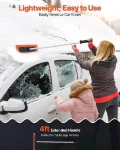 Snerydning^Sneskraber til biltag - Snetagskraber - Skaft 1,2 m - Ridsefrit skumblad 45 cm - Skridsikkert håndtag - Letvægt - Til garagetag
