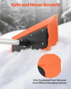 Snerydning^Sneskraber til biltag - Snetagskraber - Skaft 1,2 m - Ridsefrit skumblad 45 cm - Skridsikkert håndtag - Letvægt - Til garagetag
