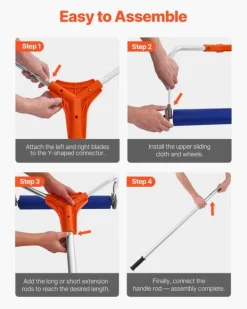 Snerydning^Sneskraber til Tag - Teleskopisk Tagsneskraber - 1,25–5,24 m Justerbar - 27 cm Aluminiumsblad - Hjul og Glideskinne - Til Sne, Blade og Affald