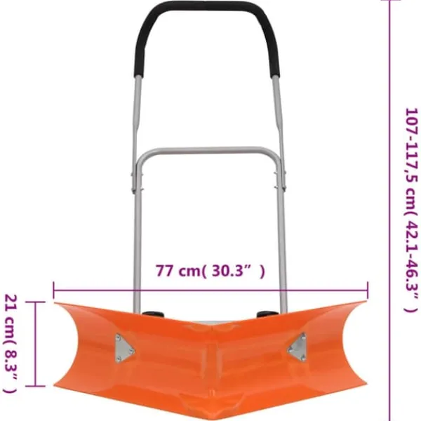 Snerydning^Snöplog med förlängningsbart handtag - Effektiv snöskottning | Färg: Orange | Storlek: 77x21 cm