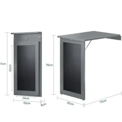 SoBuy Vægbord Træfoldebord 50x75x76cm - Grå Barbord med tavle FWT20-HG Postkasser & Brevindkast