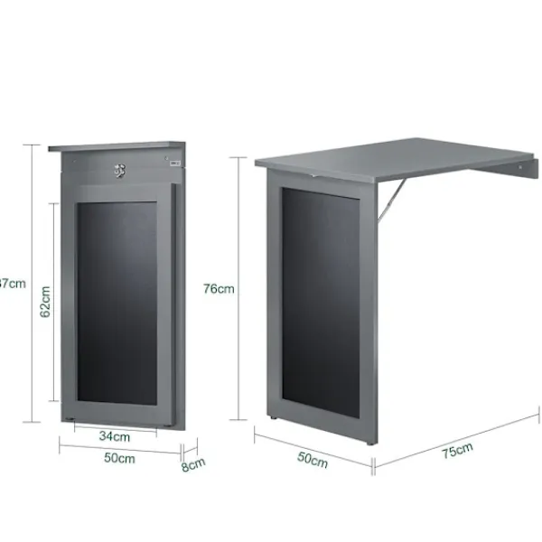 SoBuy Vægbord Træfoldebord 50x75x76cm - Grå Barbord med tavle FWT20-HG Postkasser & Brevindkast