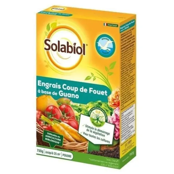Clearance SOLABIOL SOGUA750N SOGUA750N - Guano-baseret Boost-gødning - Stimulerer vegetationsopstart, Gul Gødningsmidler