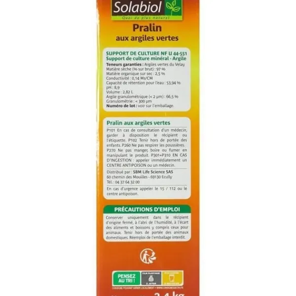 Hot Solabiol SOPRAL3 Praline med grøn ler - Op til 3 l - 2,4 kg Jord & Sand
