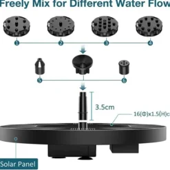 Sale Solar Fountain - Solar Powered Fountain til Fuglebad 16cm Springvand & Damme