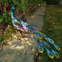 Havedekorationer^Solar Peacock Staty Light Vattentätt dekorativt järn Utomhus Peacock Light för Pathway Patio Bakgård Gräsmatta Dekoration