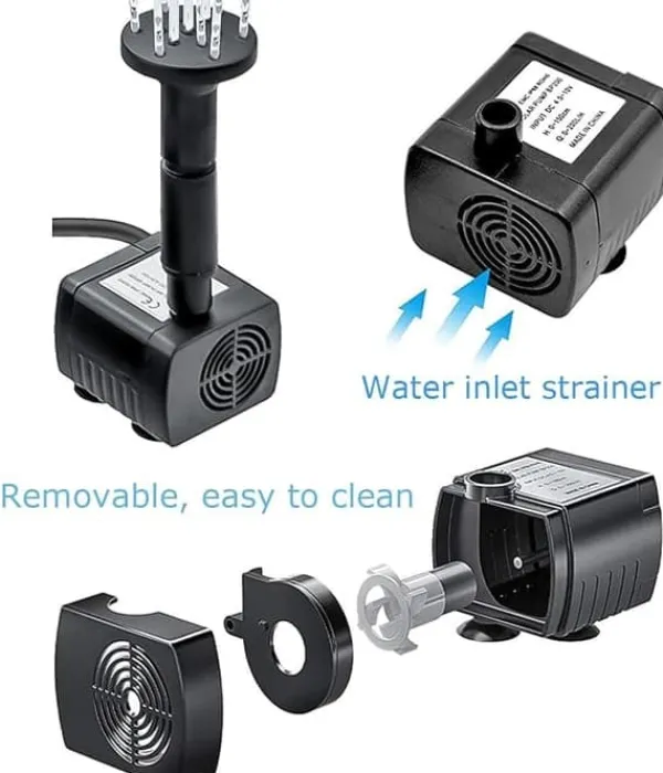 Best Solar springvand til haven – Fuglebad springvand med 3-lags vandfald, 4 dyser og DIY vandfunktion Springvand & Damme