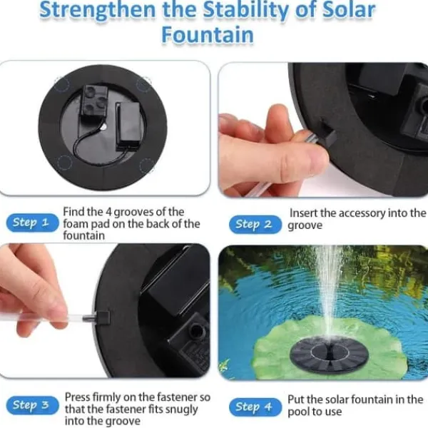 Springvand & Damme^Solar springvandspumpe 13 cm, flydende vandpumpe 210 l/t, vandtæt til fuglebad og pool