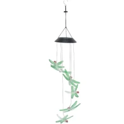 Best Solar Wind Chimes Ljuskänslig design Vattentät Automatisk drift Grön trollslända Form Färgskiftande ljus Vinddekoration