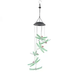 Best Solar Wind Chimes Ljuskänslig design Vattentät Automatisk drift Grön trollslända Form Färgskiftande ljus Vinddekoration
