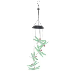 Best Solar Wind Chimes Ljuskänslig design Vattentät Automatisk drift Grön trollslända Form Färgskiftande ljus Vinddekoration