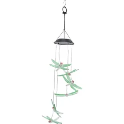 Best Solar Wind Chimes Ljuskänslig design Vattentät Automatisk drift Grön trollslända Form Färgskiftande ljus Vinddekoration