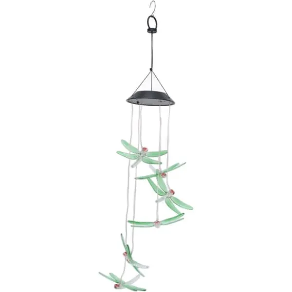 Best Solar Wind Chimes Ljuskänslig design Vattentät Automatisk drift Grön trollslända Form Färgskiftande ljus Vinddekoration