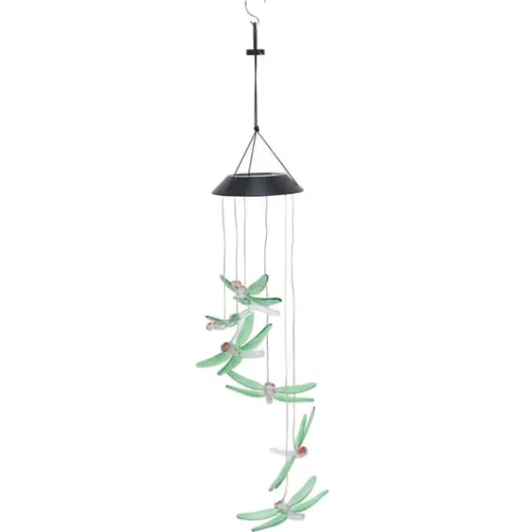 Best Solar Wind Chimes Ljuskänslig design Vattentät Automatisk drift Grön trollslända Form Färgskiftande ljus Vinddekoration