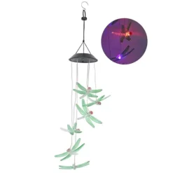 Best Solar Wind Chimes Ljuskänslig design Vattentät Automatisk drift Grön trollslända Form Färgskiftande ljus Vinddekoration