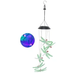 Best Solar Wind Chimes Ljuskänslig design Vattentät Automatisk drift Grön trollslända Form Färgskiftande ljus Vinddekoration
