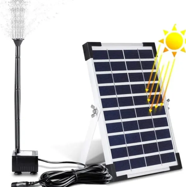 Hot Solcelle fontænepumpe - Nedsænkelig havedamspumpe - 12 W - 500 l/t - 1 m slange - 9 dyser Springvand & Damme