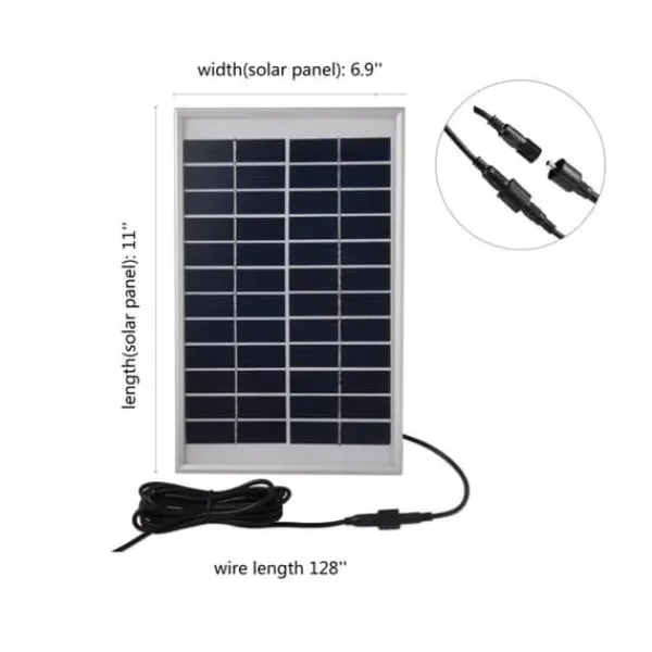 Springvand & Damme^Solcelle fontænepumpe - Vandpumpesæt - 5 W - 500 l/h - Nedsænkelig - Med Solcellepanel - Til Havedam & Iltning