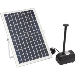 Sale Solcelle fontænepumpe til dam/pool/akvarium - Vandpumpe Sæt - 10 W - 24 V Børsteløs - Max 1000 l/t - Dyser Medfølger - Plast - Sort Springvand & Damme