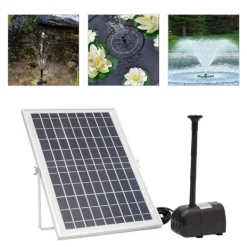 Sale Solcelle fontænepumpe til dam/pool/akvarium - Vandpumpe Sæt - 10 W - 24 V Børsteløs - Max 1000 l/t - Dyser Medfølger - Plast - Sort Springvand & Damme