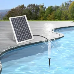Sale Solcelle fontænepumpe til dam/pool/akvarium - Vandpumpe Sæt - 10 W - 24 V Børsteløs - Max 1000 l/t - Dyser Medfølger - Plast - Sort Springvand & Damme