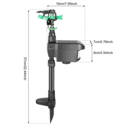 Online Solcelledrevet dyreskræmmer - Bevægelsessensor sprinkler - 0–270° sprayvinkel - 120° sensor - 5 s vandstød - 10/20/30 min vanding - 3–8 bar Vanding