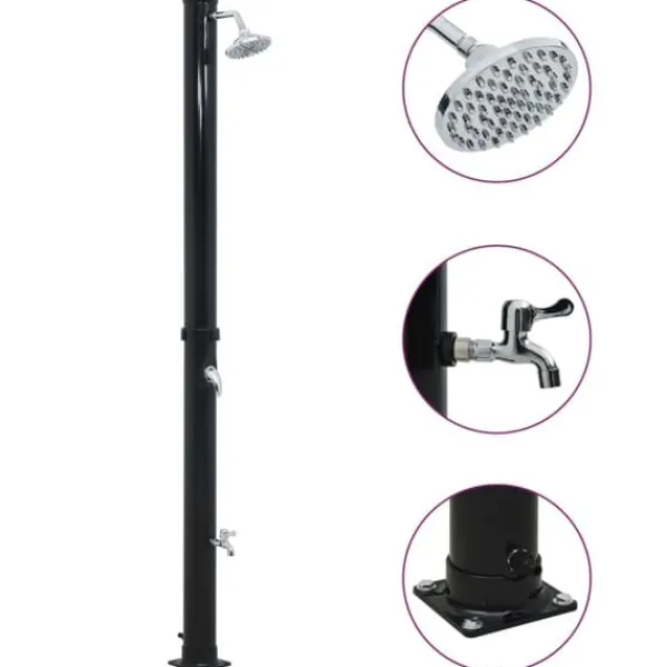 Discount Solcelledrevet udendørsbruser - 40 liter | Farve: Sort | Størrelse: 220 cm Spa & Udendørsbad