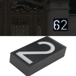 Adresseskilte & Husnumre^Soldrevet LED-adresseskilt til udendørs brug (nummer 2)