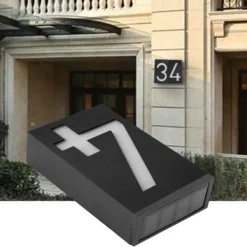 Adresseskilte & Husnumre^Soldrevet LED-nummerskilt til udendørs hus, hotel, butiksdør - adresselys (nummer 4)