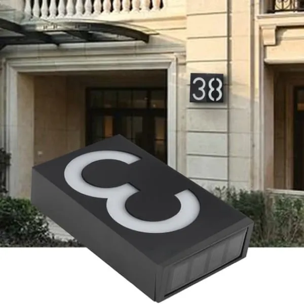 Discount Soldrevet LED-nummerskilt til udendørs hus, hotel, butik - Lys din adresse op Adresseskilte & Husnumre