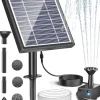 Online Solfontæne til fuglebad - Pumpekit med solpanel 5V 2,5W - 170 L/h - Til lille havedam & akvarium - Plast - Mørkegrå Springvand & Damme