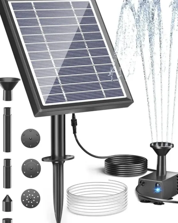 Online Solfontæne til fuglebad - Pumpekit med solpanel 5V 2,5W - 170 L/h - Til lille havedam & akvarium - Plast - Mørkegrå Springvand & Damme