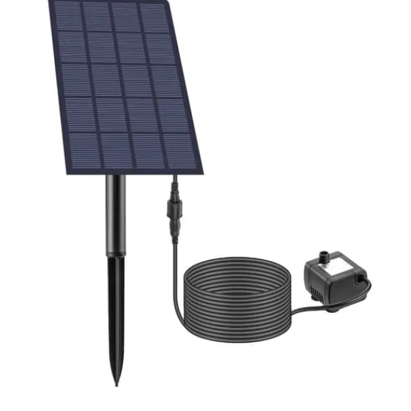 Online Solfontæne til fuglebad - Pumpekit med solpanel 5V 2,5W - 170 L/h - Til lille havedam & akvarium - Plast - Mørkegrå Springvand & Damme