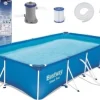 Discount Sommer sjov garanteret med denne store overjordiske pool - Komplett med pumpe, filtre og reparationssæt Pooler