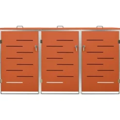 Skure, Garager & Carports^Sopkärlsskjul i rostfritt stål för tre kärl | Storlek: 207x77,5x112,5 cm