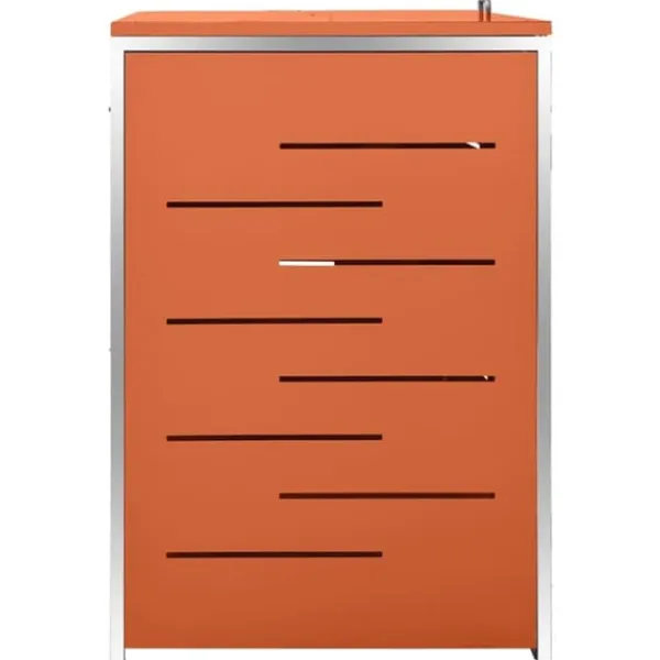 Skure, Garager & Carports^Sopkärlsskjul i rostfritt stål för tre kärl | Storlek: 207x77,5x112,5 cm