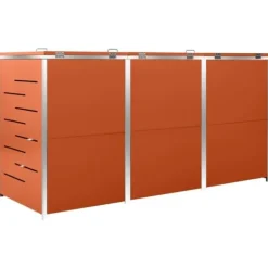 Skure, Garager & Carports^Sopkärlsskjul i rostfritt stål för tre kärl | Storlek: 207x77,5x112,5 cm