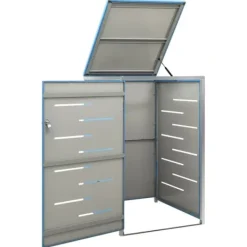 Skure, Garager & Carports^Sopkärlsskjul i rostfritt stål - Robust och vädertålig design | Storlek: 69x77,5x112,5 cm