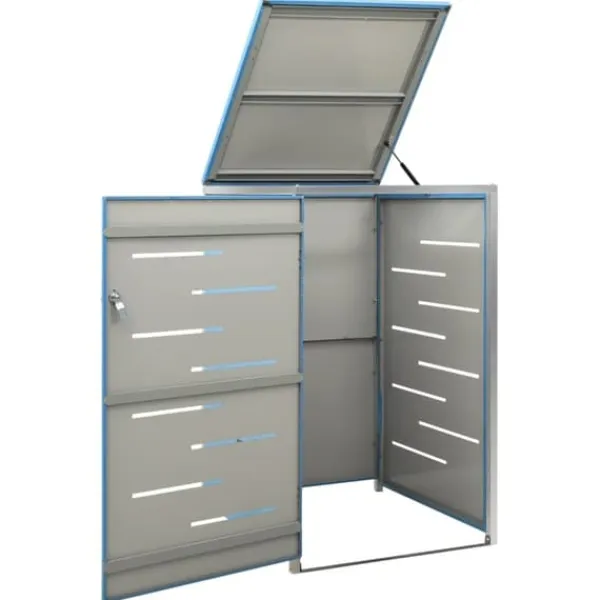 Skure, Garager & Carports^Sopkärlsskjul i rostfritt stål - Robust och vädertålig design | Storlek: 69x77,5x112,5 cm