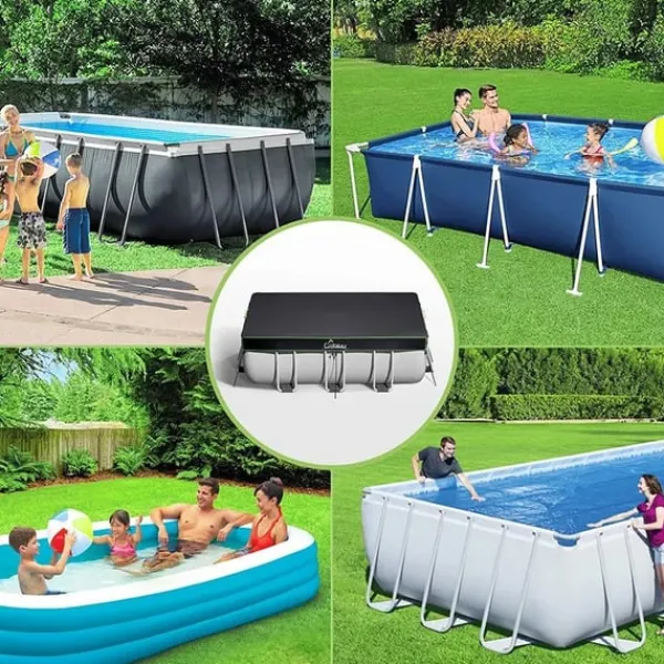 New Sort Oxford Klud Rektangulær Poolafdækning Pool- & Spatilbehør