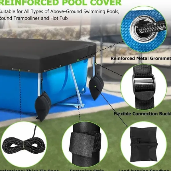 New Sort Oxford Klud Rektangulær Poolafdækning Pool- & Spatilbehør