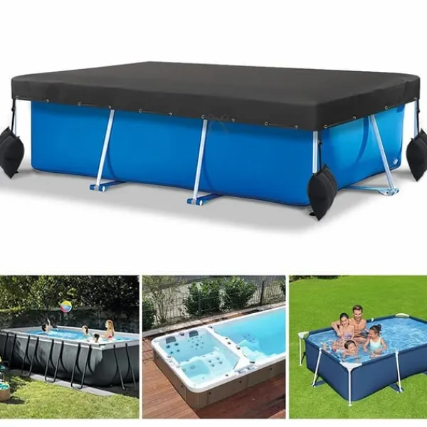 New Sort Oxford Klud Rektangulær Poolafdækning Pool- & Spatilbehør