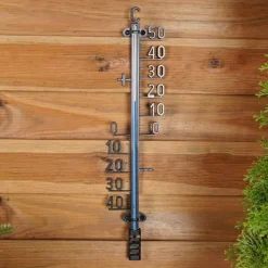 Regnmåler^Sort udendørstermometer 41 cm