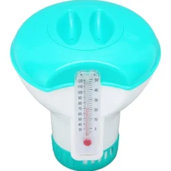 Pool- & Spatilbehør^Spa Chemical Dispenser med termometer Återanvändbar Lake Blue Swimming Pool Chlorine Tablet Floater