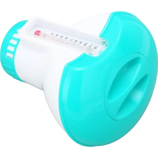 Pool- & Spatilbehør^Spa Chemical Dispenser med termometer Återanvändbar Lake Blue Swimming Pool Chlorine Tablet Floater