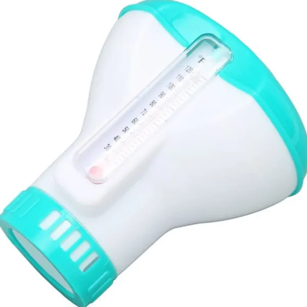 Pool- & Spatilbehør^Spa Chemical Dispenser med termometer Återanvändbar Lake Blue Swimming Pool Chlorine Tablet Floater